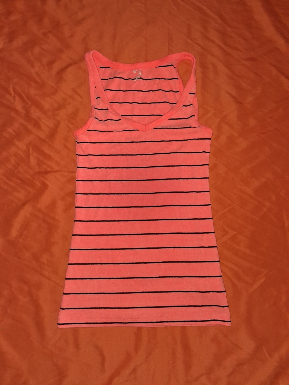 GAP Coral Pink Striped V‑Neck Tank Top